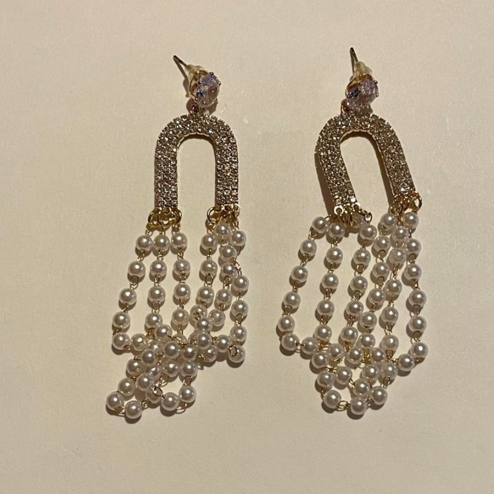 crystal & imitation pearl drop earrings